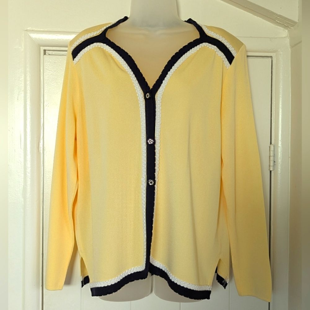 Misook Cardigan LG Nautical Office Wear Eclectic Grandma Minimalist Quiet Luxury